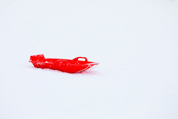 red sled for playing on the snow , Gala Yuzawa.Japan