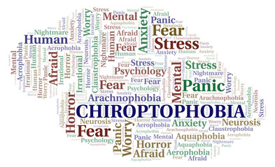 Fototapeta premium Chiroptophobia word cloud.