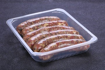 Raw lamb sausages