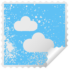 distressed square peeling sticker symbol snow cloud