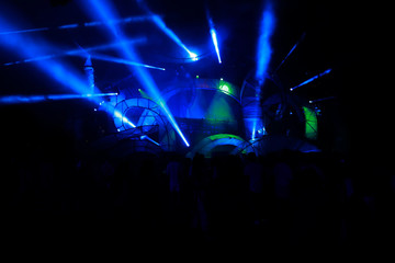 laser light in the music concert , music festival at night