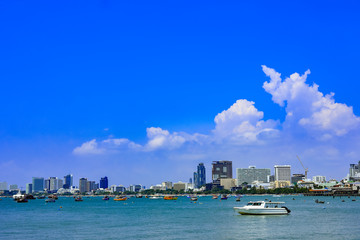 Obraz premium Boat and high speed at Pattaya Port for island transportation,Thailand