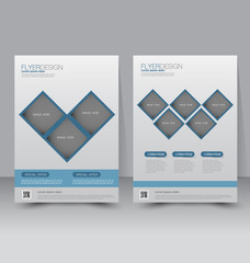 Fototapeta na wymiar Flyer template. Business brochure. Editable A4 poster for design, education, presentation, website, magazine cover. Blue color.