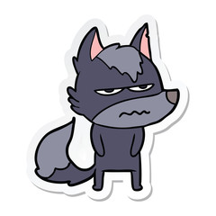 sticker of a cartoon annoyed wolf