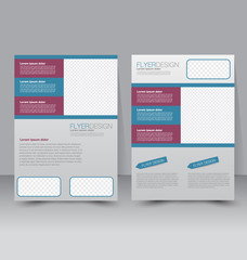 Flyer template. Business brochure. Editable A4 poster for design, education, presentation, website, magazine cover. Red and blue color.