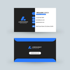 Double-sided horizontal modern business card template. Vector mockup illustration. Stationery design