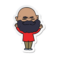 sticker of a cartoon man with beard frowning