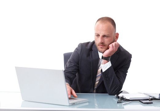 Businessman working with laptop computer