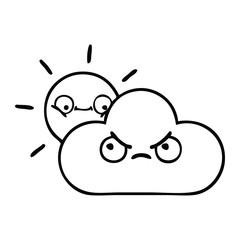 line drawing cartoon sunshine and cloud