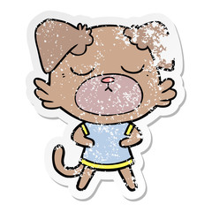 distressed sticker of a cute cartoon dog