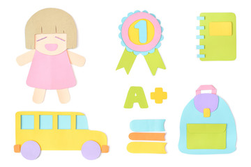 Children element paper cut on white background - isolated