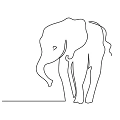 Fototapeten Elephant continuous one line drawings set © samuii