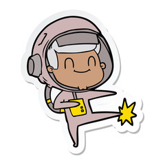 sticker of a happy cartoon astronaut