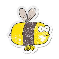 retro distressed sticker of a cartoon bee