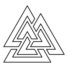 Valknut symbol icon black color outline vector illustration flat style image