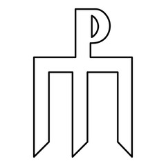 Cross monogram Trident symbol Secret concept sign Religious cross icon black color outline vector illustration flat style image