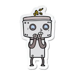 Fototapeta premium sticker of a nervous cartoon robot