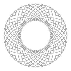 Spirograph abstract element Circle shape Concentric pattern Fractal graphic icon black color outline vector illustration flat style image