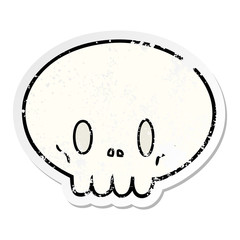 distressed sticker of a cartoon skull