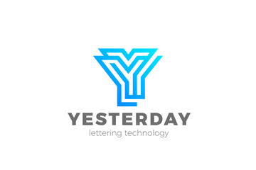 Letter Y Logo Monogram Geometric Font design vector template Linear style. Technology Infinite Logotype concept icon.