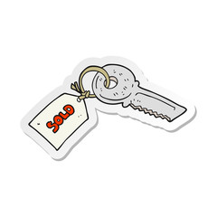 sticker of a cartoon key with sold tag
