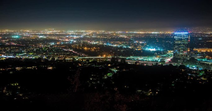 Los Angeles City Lights Night Panorama Valley
