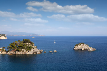 Fototapeta premium Yacht sails on the Ionian Sea Parga Greece summer season