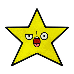 retro grunge texture cartoon gold star