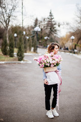 Fototapeta premium Bouquet of flowers in bag.