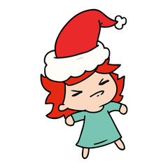christmas cartoon of kawaii girl