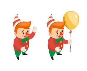 Isometric circus party fun carnival clown funny ballon performance character icon isolated 3d flat design vector illustration