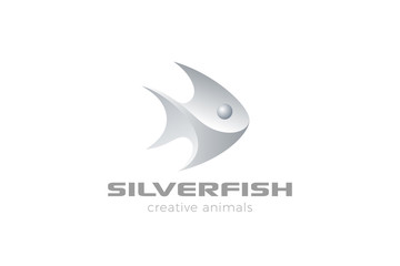 Obraz premium Fish Logo 3D design vector template. Seafood Restaurant store Jewelry Logotype concept icon.