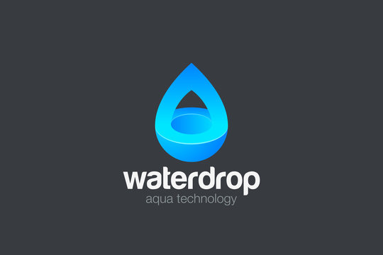 Water droplet Logo design vector template 3D style. Aqua drop technology eco mineral natural Logotype concept icon.