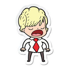 sticker of a cartoon woman talking