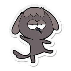 sticker of a cartoon bored dog