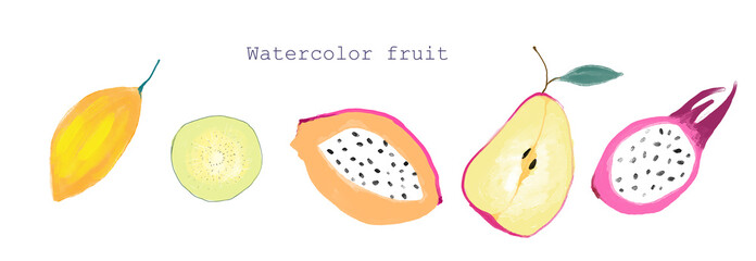 Watercolor hand drawn tropical fruit