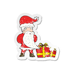 retro distressed sticker of a cartoon santa claus