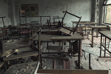 Abandoned Classroom in School number 5 of Pripyat, Chernobyl Exclusion Zone 2019