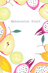 Watercolor hand drawn tropical fruit
