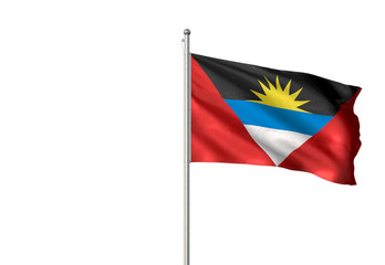 Antigua and Barbuda flag waving isolated white background 3D illustration