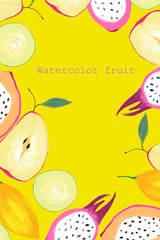 Watercolor hand drawn tropical fruit