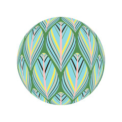 ethnic style feathers ball in green blue shades on white