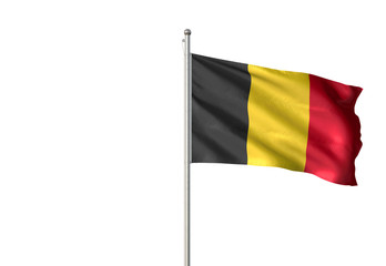 Belgium flag waving isolated white background 3D illustration