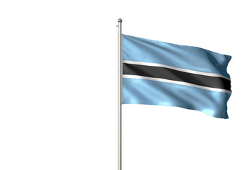 Botswana flag waving isolated white background 3D illustration