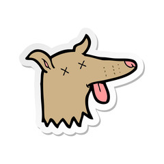 sticker of a cartoon dead dog face