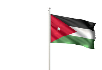Jordan flag waving isolated white background 3D illustration
