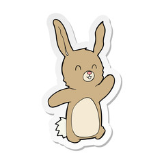 sticker of a cartoon happy rabbit