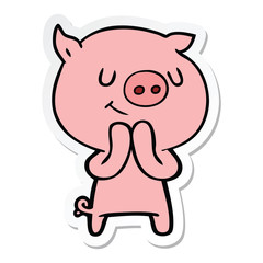 sticker of a happy cartoon pig