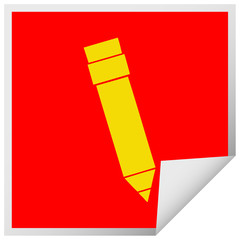quirky square peeling sticker cartoon pencil