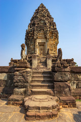 Main sanctuary with stairs and moonstone in Bakong temple, Cambodia